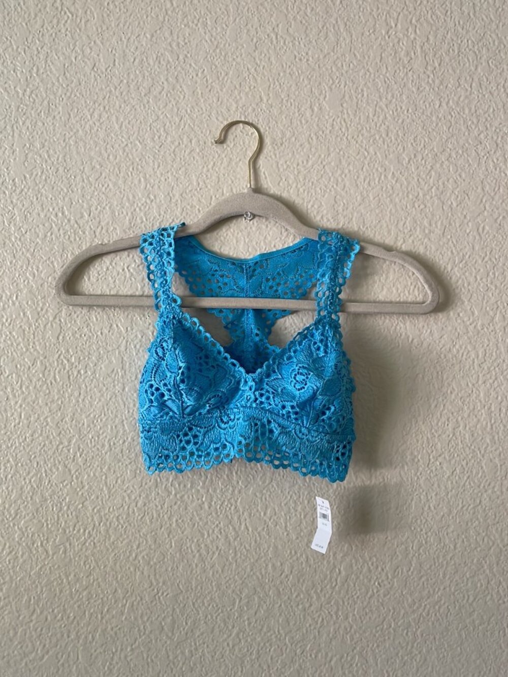 aerie Bralette Longline Lace Strap Vneck Blue